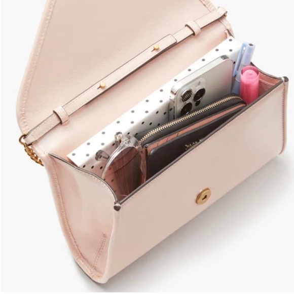 NWT Kate Spade New York Anna Medium Leather Envelope Clutch Crossbody Mochi Pink - Picture 6 of 10